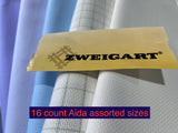 Zweigart 16 count Aida 50 cm x 55 cm Assorted colours